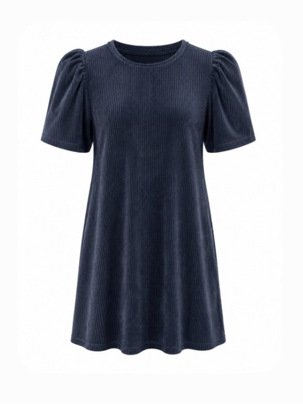 52seven Shift Dress Womens Large Blue Ribbed Puff Sleeve S/1050JP